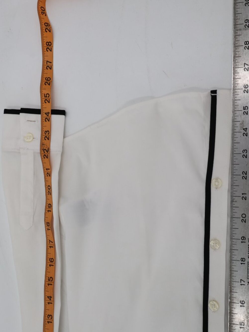 NWT Banana Republic top womens 4 Non-iron Fitted Shirt stretch white black trim - Picture 9 of 14